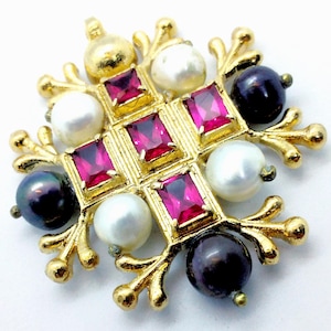 Renaissance Faire Jewelry, 15th Century Broochs Replica With Glass Gems And Pearl, 5 Types Medieval Costume Dress Jewelry, SCA Accessories
