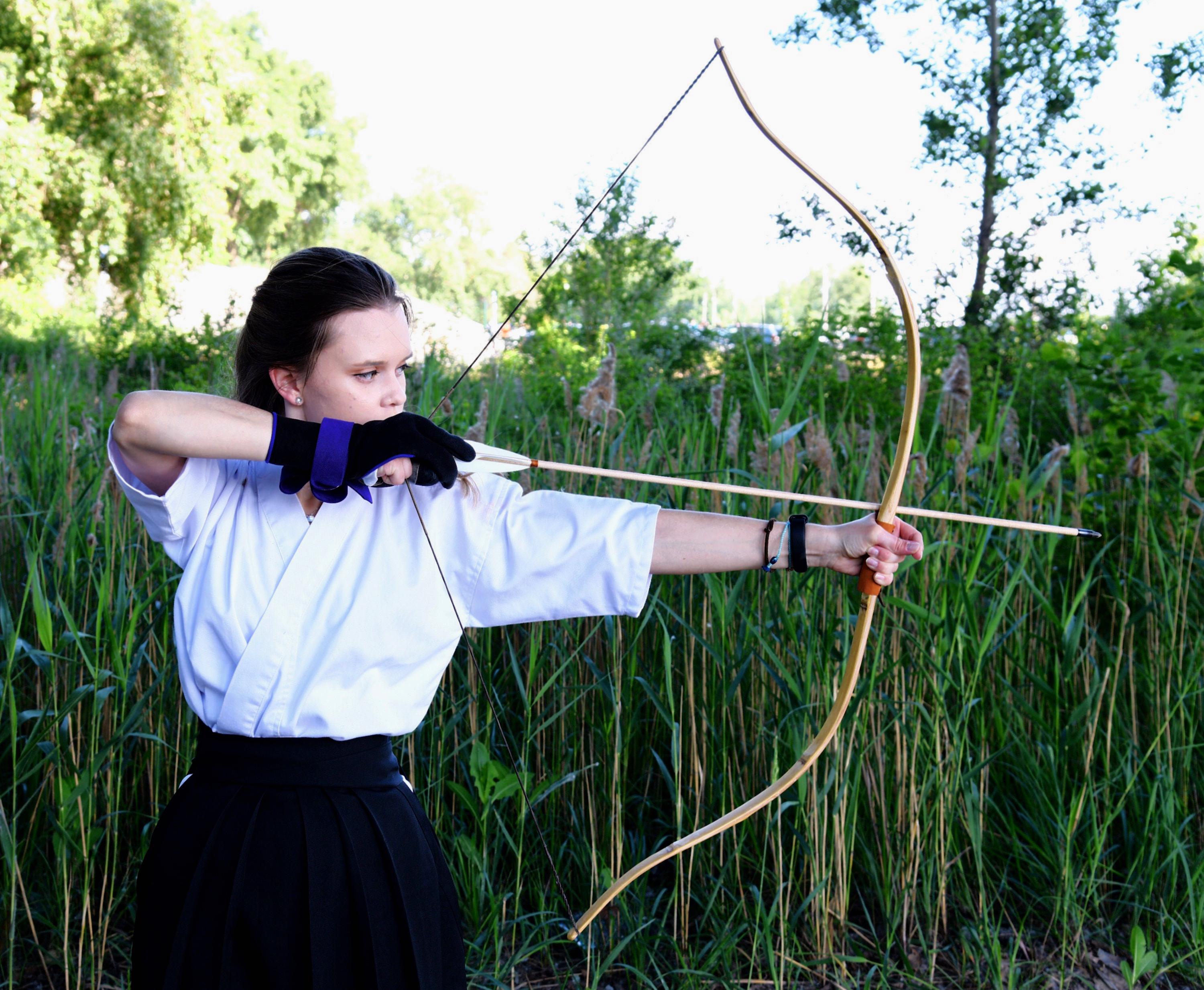 Recurve Bow Small for Traditional Archery, 50inch Wooden-Bamboo Bow, Medieval Cosplay Bow, Larp Combat Archery Bow
