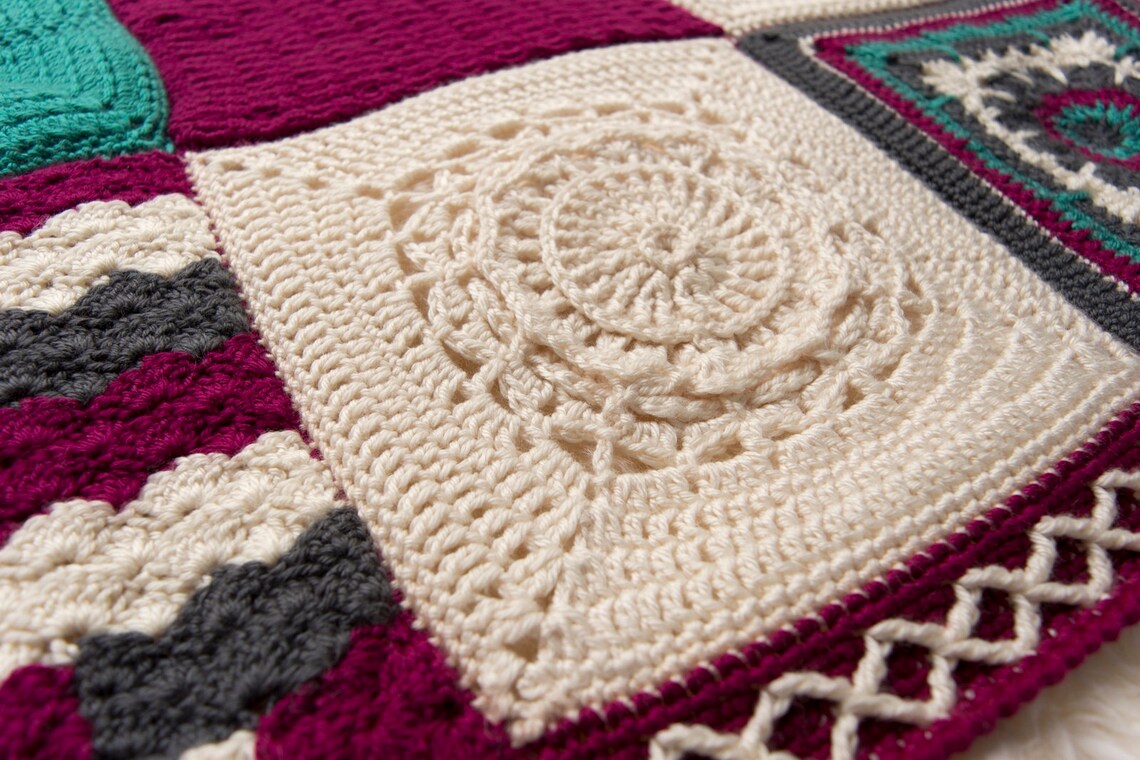 Raised Circle Crochet Granny Square Etsy