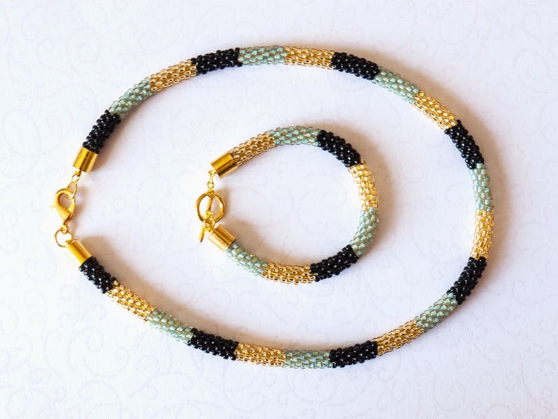 beaded bracelet statement necklace beaded necklace Beaded set of necklace and bracelet