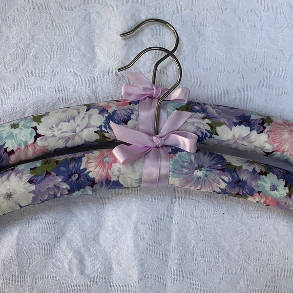 Blue & Purple Floral Print Padded Clothes Hangers
