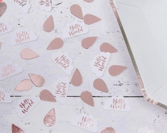 Rose Gold & Clouds Table Confetti - Hello World