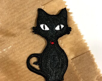 Decorazioni E Finiture Ricamate Gatto Nero Nero Rosso Patch