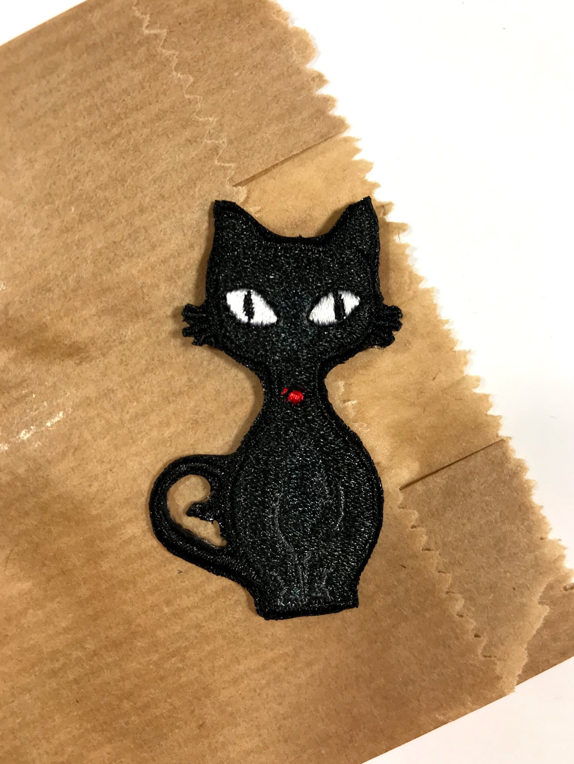 Black Cat Iron on patch Embroidered Small patches Tiny Small Etsy