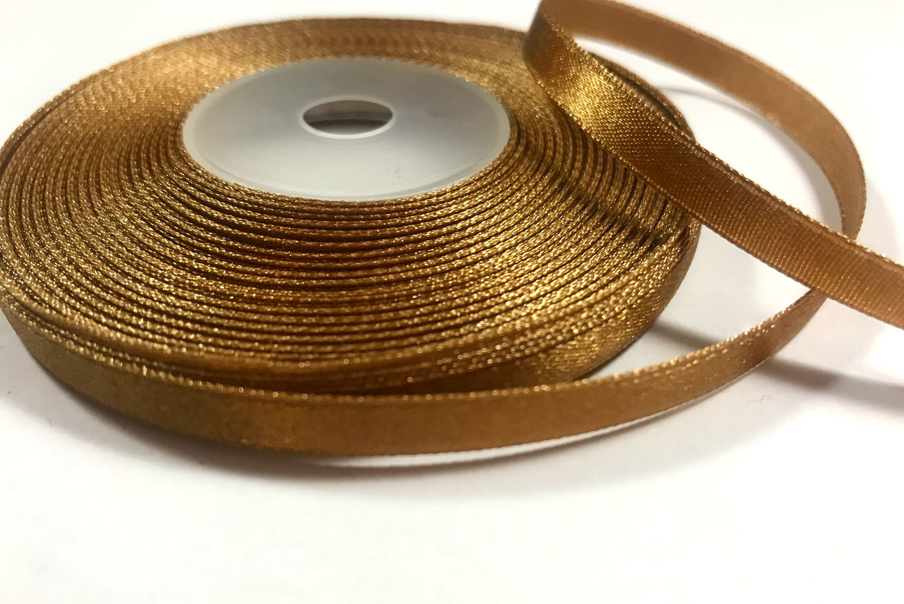 Dark Bronze Gold Satin Ribbon 1/4 Inches 6 mm Wedding Etsy