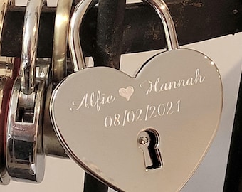 Engraved Silver Love Heart Padlock: Personalised Keepsake Lock, Valentines Gift