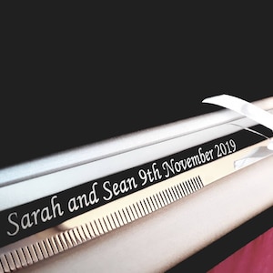 Personalised Wedding Cake Knife Luxury Gift Boxed, Engraved Custom Stainless Steel Knife. Marriage, Anniversary, Engagement, Christening. Monotype Corsiva