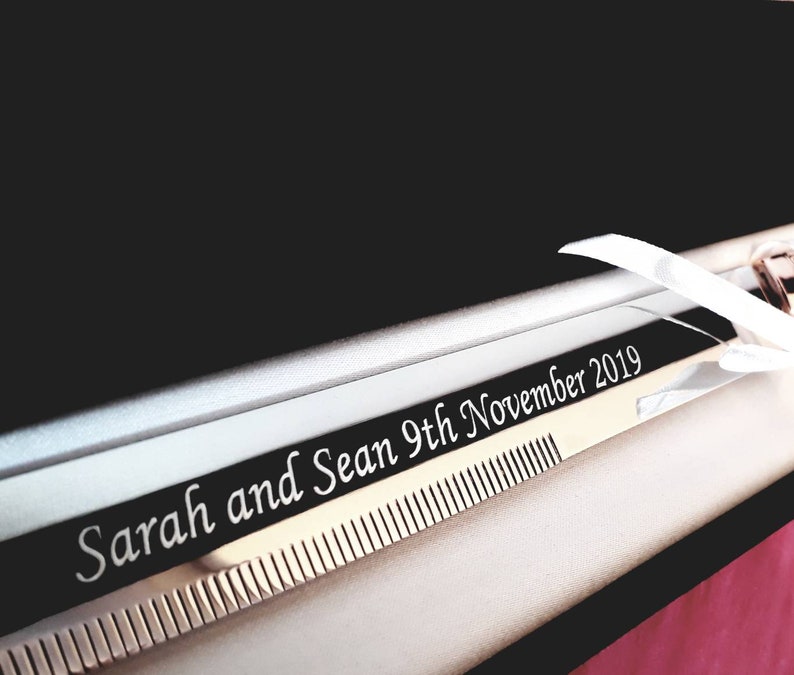 May include: Silver engraved keepsake box with the inscription "Sarah and Sean 9th November 2019".