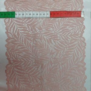 1 m elastic lace dusky pink sold by the meter Lace borders with bow end 23 cm NEW