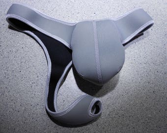 Grey Men's Clubwear Lasso String G-String Lingerie Sexy Underwear Gay Neoprene NEW UNIKAT