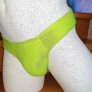 Neon yellow swimming trunks made to measure real 3 mm NEOPRENE men's string pole dance handmade lingerie sweat pants clubwear image 9