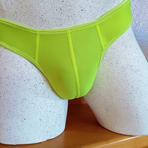 Neon yellow swimming trunks made to measure real 3 mm NEOPRENE men's string pole dance handmade lingerie sweat pants clubwear image 8