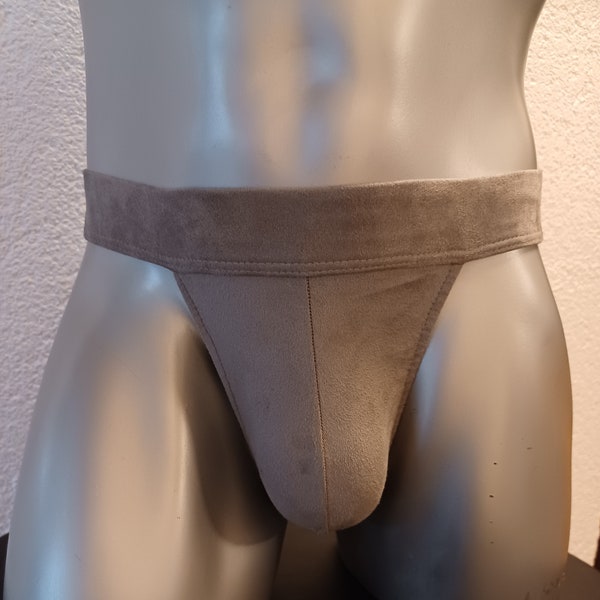 Slip de bain cuir lavé string daim lingerie homme sous-vêtements lingerie élastique daim gris clair taille S-XL unique