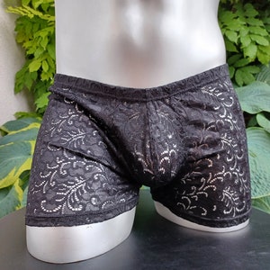 Boxer shorts men's lingerie underwear sissy elastic lace black size S-L unique image 1