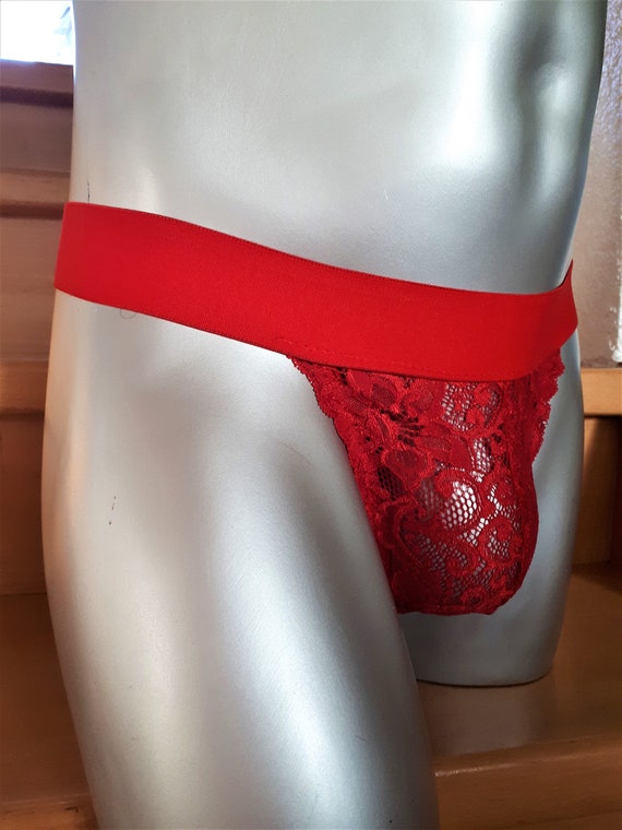 Sinful, Blood-red Lace Thong for Men, Sexy Lingerie, Lingerie, Gay