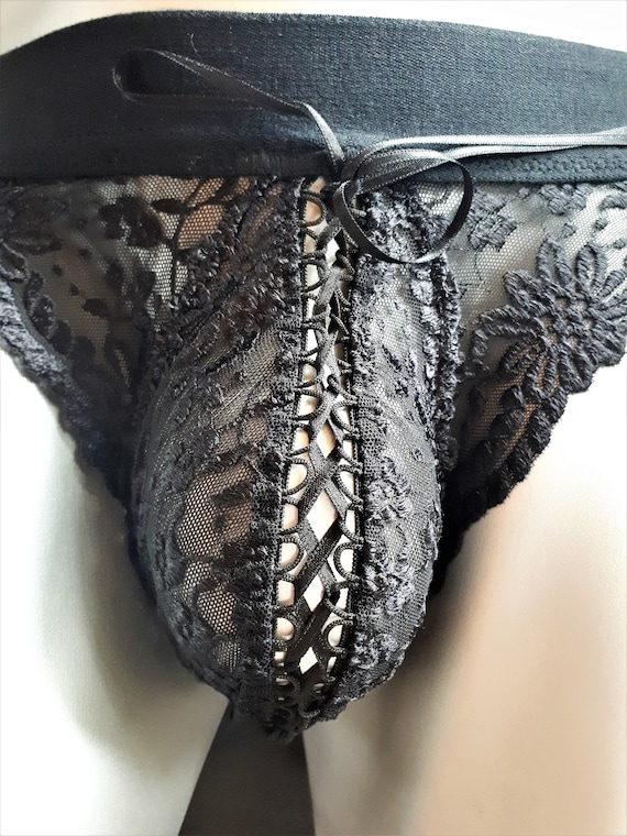 Corsage tanga encaje suspensorio con cordones en femme sissy corsage lenceria masculina lenceria unica Etsy Mexico