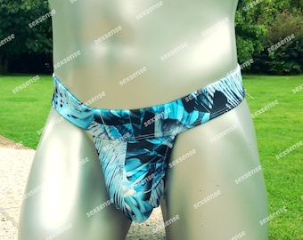 Badehose  String Scuba Jersey Dschungel  breiter Bund hoher Beinausschnitt Strand Schwimmen Sonnen