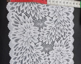 1 m Elastic white lace sold by the meter Lace borders with bow end 18 cm New