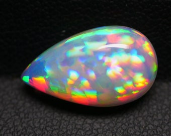 4.80 Cts Green Fire Natural Ethiopian Opal Pear Cabochon( 9.5x17 MM) for jewellery