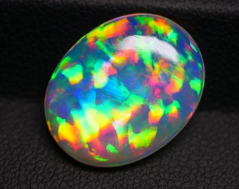 7,05 Cts Patchwork-Muster Natürlicher Äthiopischer Opal Oval Cabochon (14x18 MM) für Schmuck