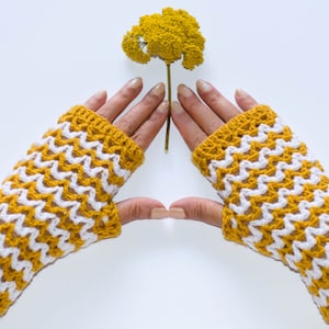Striped crochet fingerless gloves, womens gloves, knit fingerless gloves, winter gloves, fingerless mittens, hand warmers, wrist warmers image 1