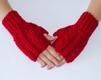 Christmas gloves, christmas mittens, red gloves, fingerless gloves, knitted gloves, fingerless mittens, womens gloves, arm warmers