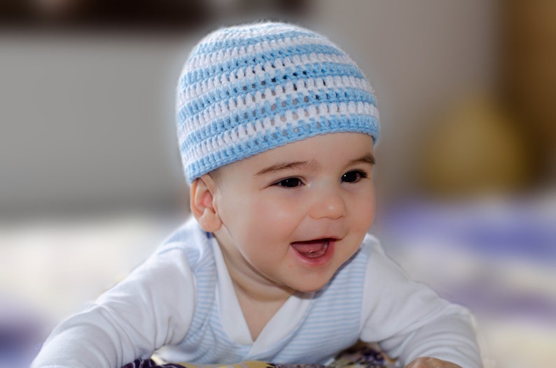 Crochet Baby Boy Hat, Striped Hat, Baby Boy Beanie, Baby Winter Hat