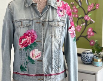Hand Embroidered Denim Jacket for Women | Send in Service for Custom Design and Make | Personalised Luxury Patch | Festival Boho Wedding