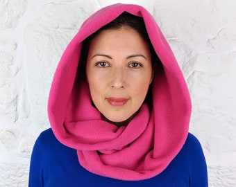 Hooded Scarf | Snood with Hood | Women Winter Fleece Scarf | Made in the UK