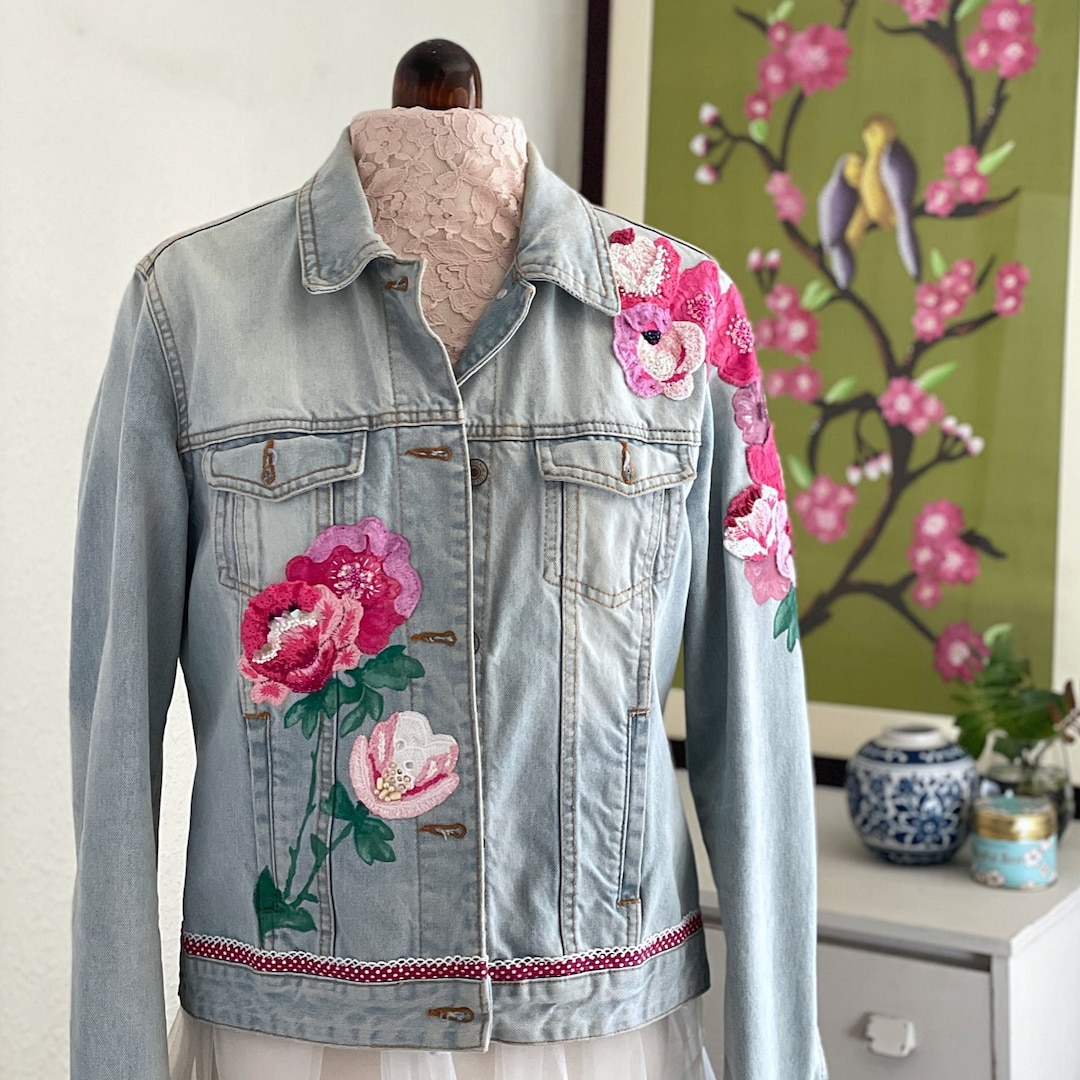 ★THE MUSEUM VISITOR★ HAND PAINTED DENIM JACKET PINK 10121 il_340x270.4646171337_dy5a.jpg