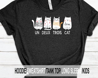 Un Deux Trois Cat shirt, Kids cat shirt, Funny cat shirt, Cute cat shirt,  CAT design t shirt,  girls cat shirt, funny French shirt