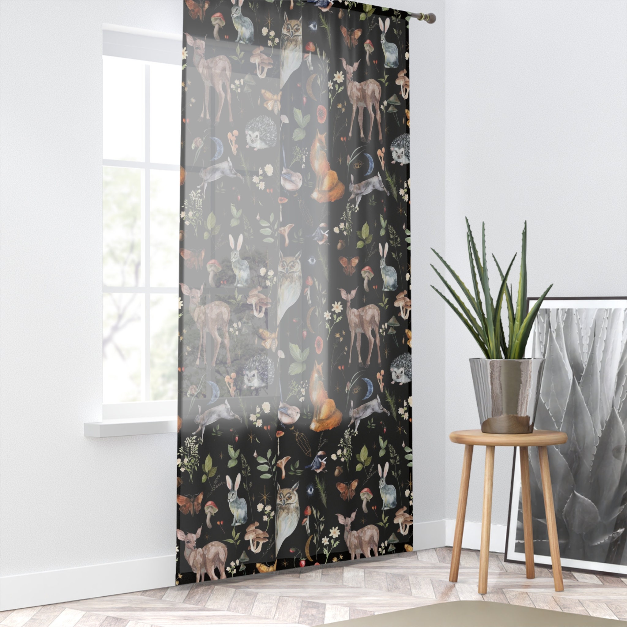 Dark Cottagecore Window Curtains, Enchanted Forest, Woodland Aesthetic ...