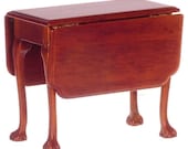 Dollhouse Miniature Jefferson Drop Leaf Table, Walnut Finish T6958