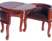 Dollhouse Miniature Chadwick Convertible Table Desk, Walnut Finish P6092