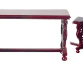 Dollhouse Miniature Gryphon Library Table, Mahogany Finish P3003
