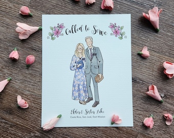 Senior Missionary Couple Portrait | Custom Illustration