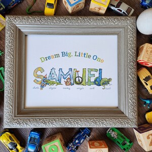 Custom Name in Illustrated Little Boy Alphabet | Wall Art