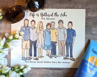 Family Vacation Portrait - Custom Illustration