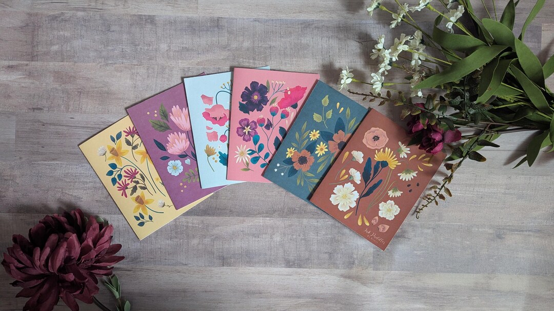 Set of Floral Greeting Cards | 6 Assorted Cards | Blank Inside ...