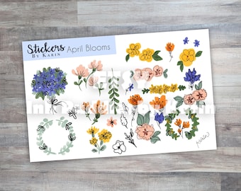 Instant Digital Download | Good Note April Blooms Stickers | Digital Scrapbook Embellishments | Digital Planner | Digital Stickers