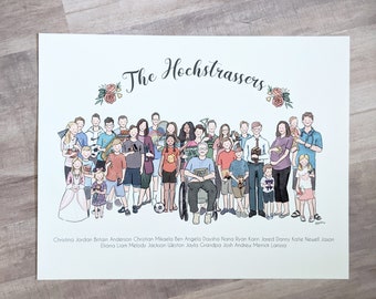 Extended Family Portrait - Group Portrait - Custom Illustration