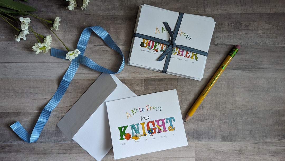 Custom Set of 12 Cards for Teachers | Blank Inside | Teacher ...