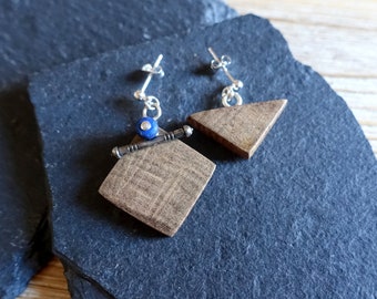 Orecchini pendenti a goccia in legno geometrici rotondi colorati bohémien di moda per le donne Orecchini etnici vintage in legno stampato