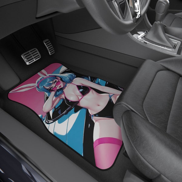Bunny Girl Car Mat - Dieselpunk Inspired - Bunny Girl Otaku - Kawaii Anime Car Floor Mat - Car Mats (2x Front)