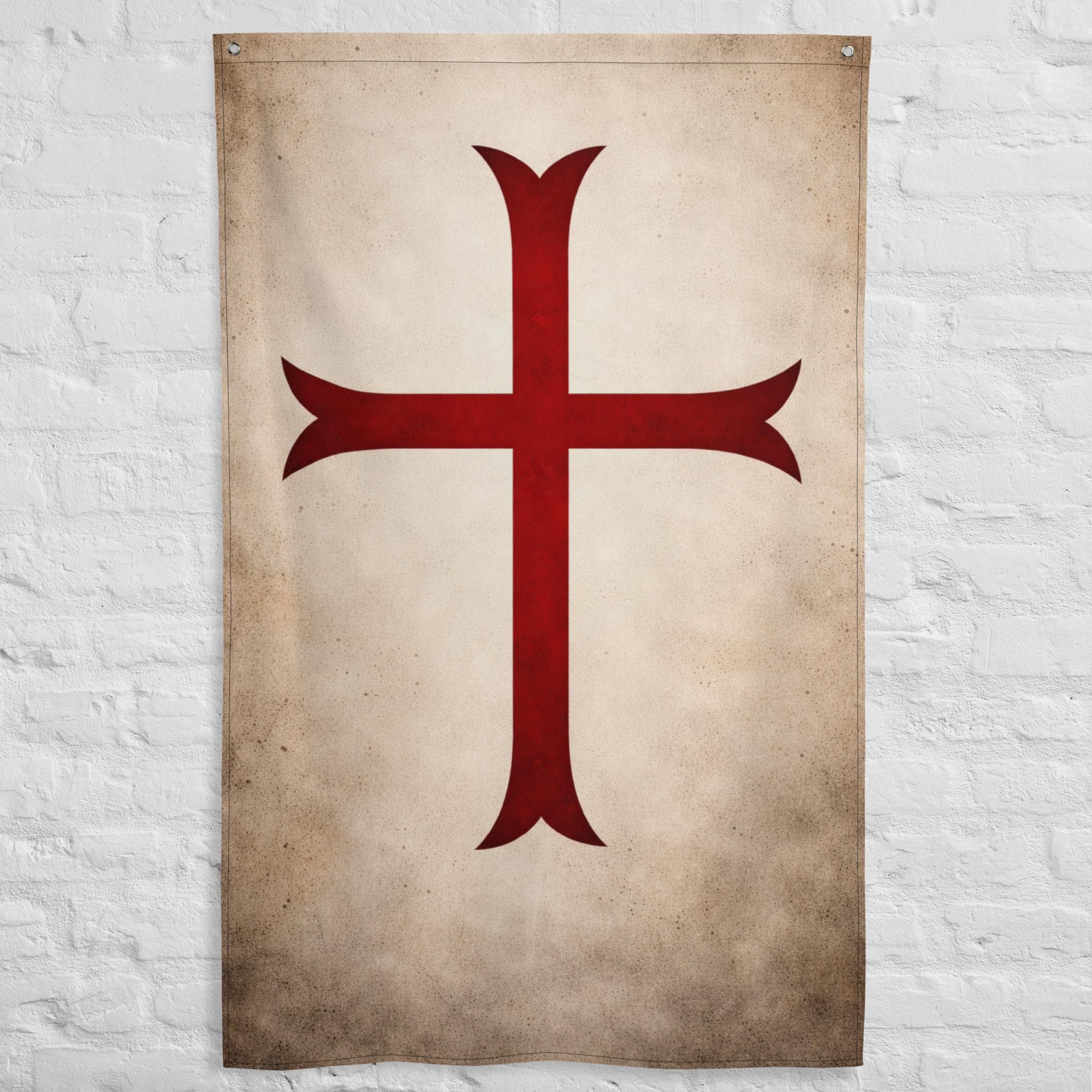 Knights Templar Banner - Crusaders Flag Wall Art - Battle-worn Medieval ...