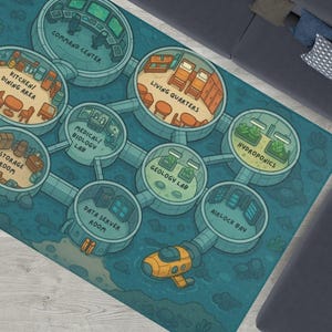 Unterwasser Forschungsbasis Spielmatte - Ocean Science Lab Teppich mit U-Boot-Dock - STEM Underwater Science Lab Spielmatte für Kinder V2