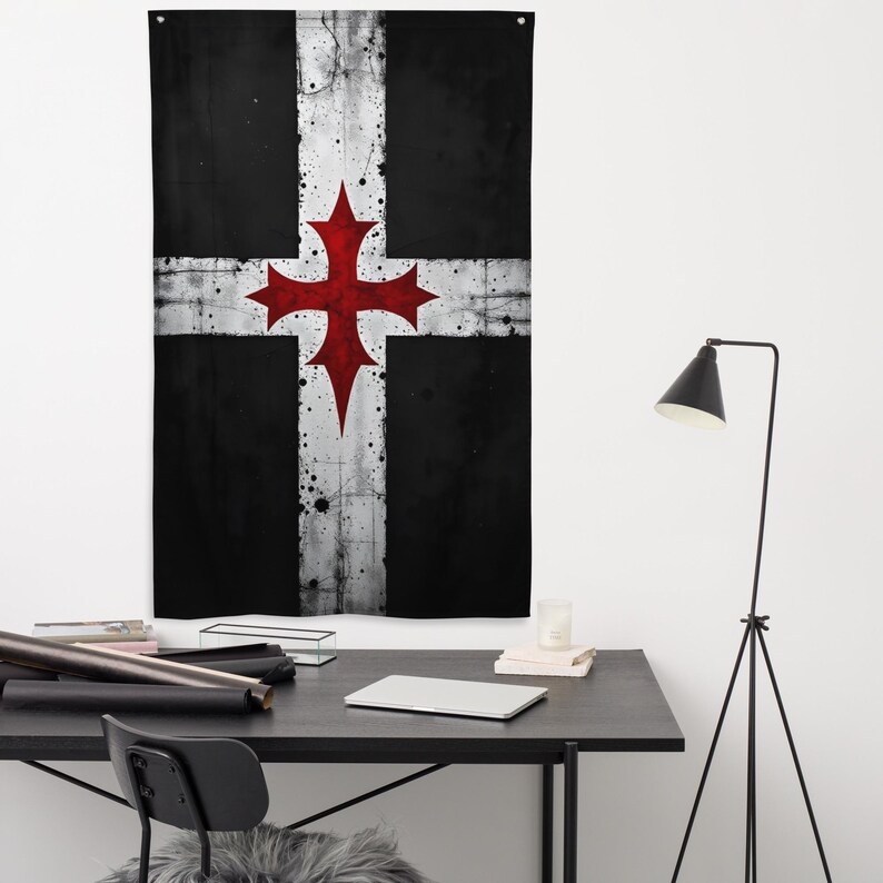Knights Templar Banner - Crusaders Flag Wall Art - Battle-worn Medieval ...