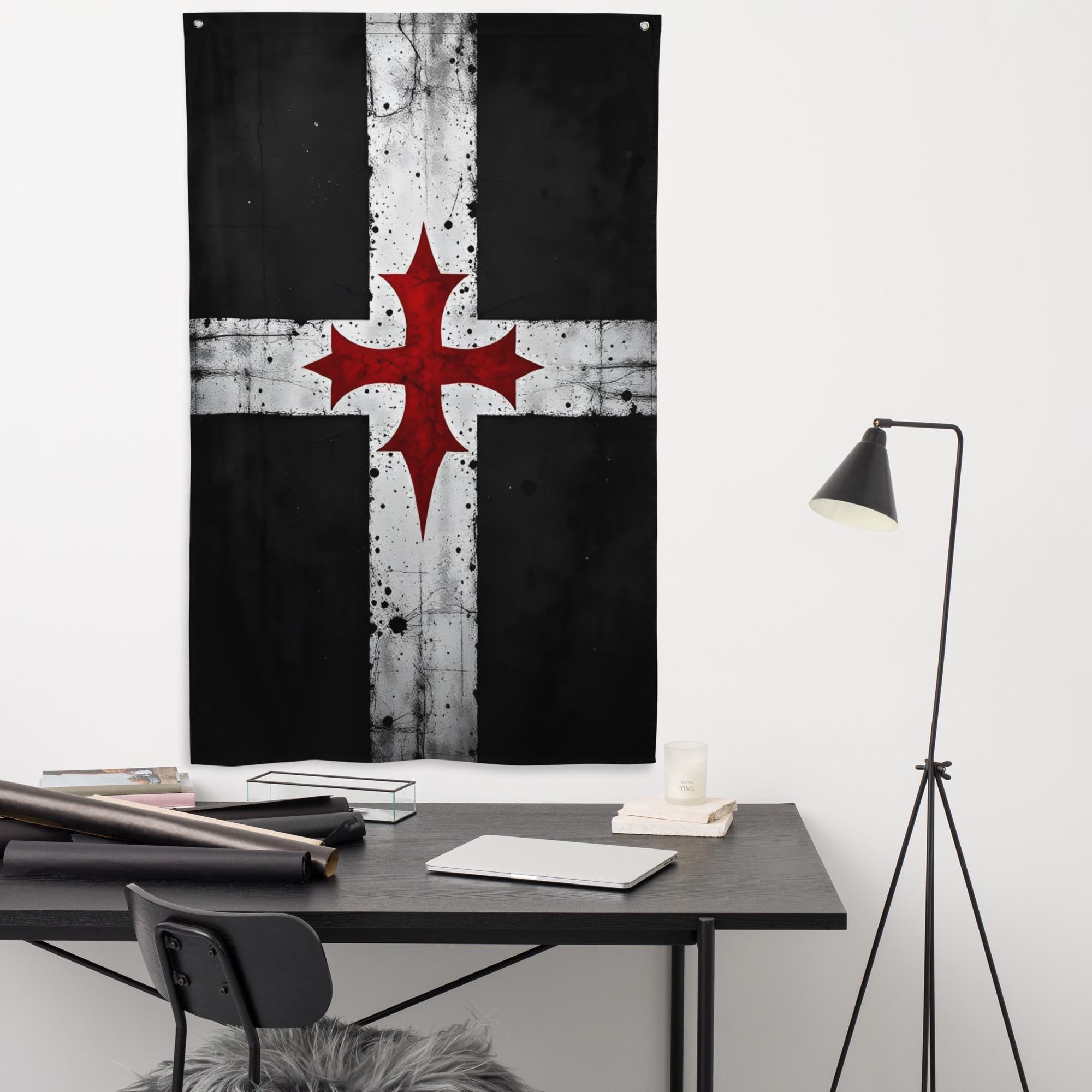 Knights Templar Banner - Crusaders Flag Wall Art - Battle-worn Medieval ...