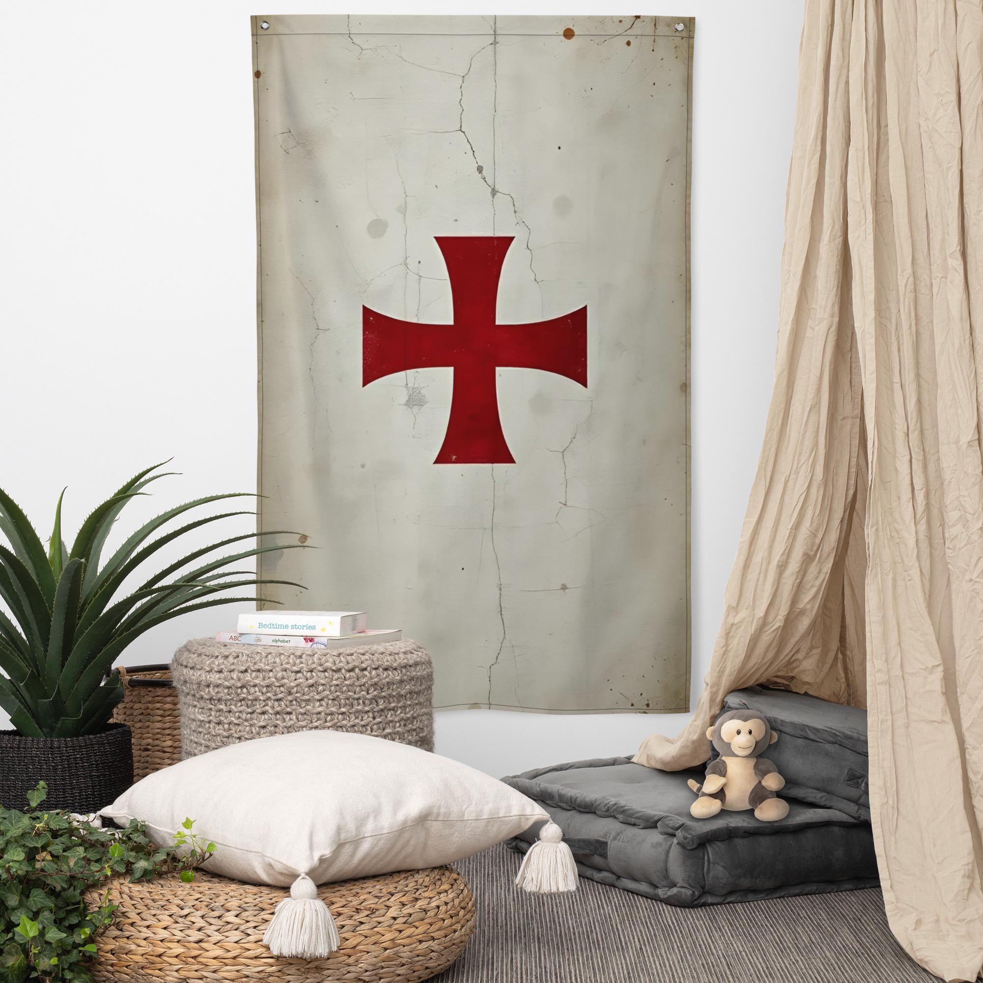 Knights Templar Banner - Crusaders Flag Wall Art - Battle-worn Medieval ...