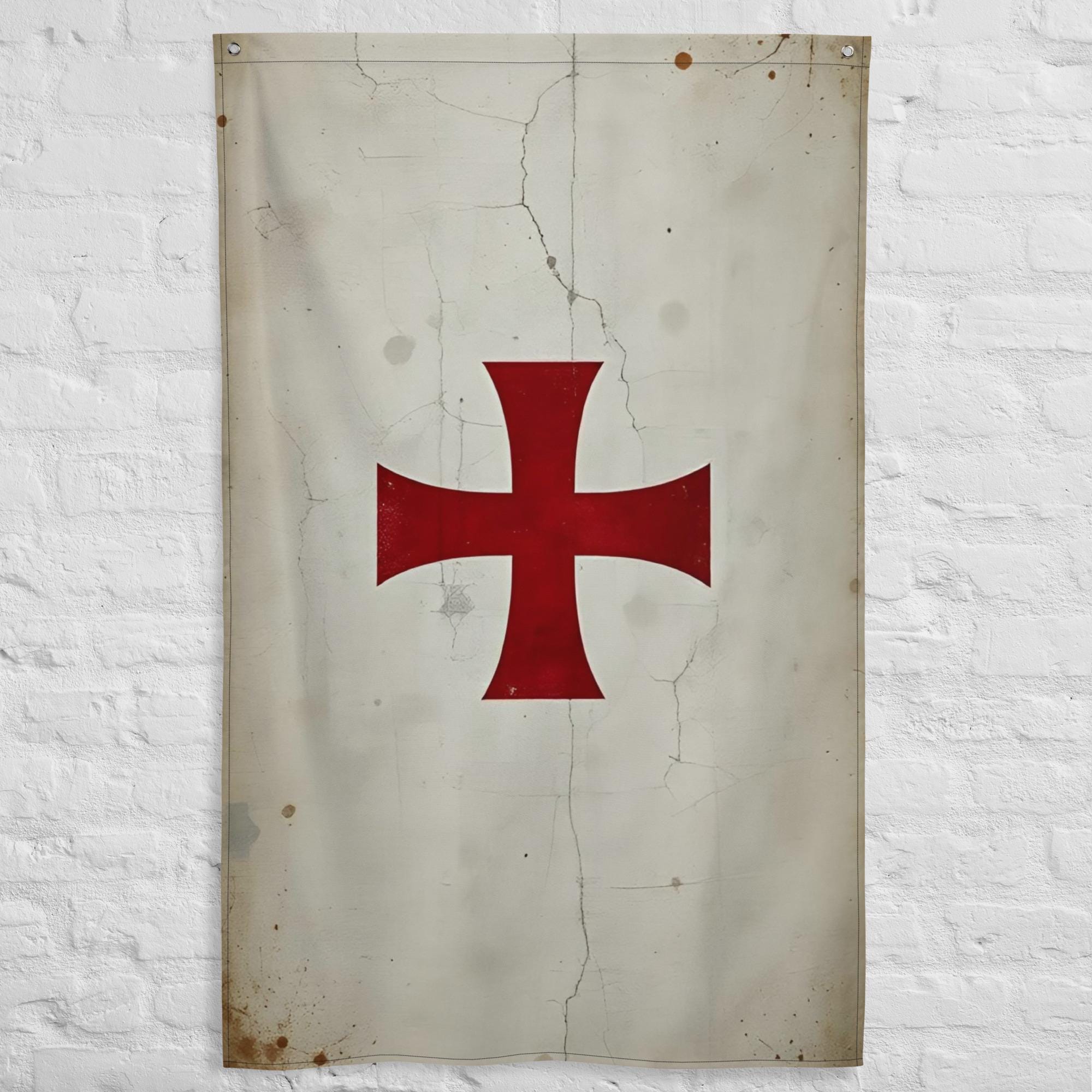Knights Templar Banner - Crusaders Flag Wall Art - Battle-worn Medieval ...